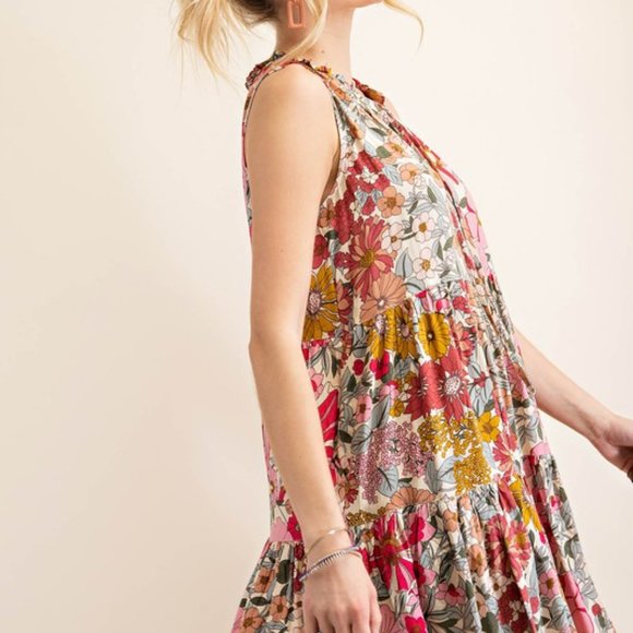 NWT Floral Tiered Dress - Picture 4 of 5